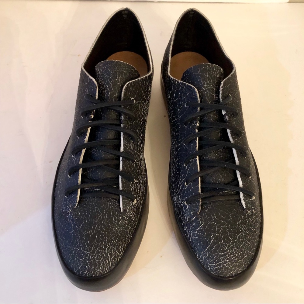 FEIT Hand Sewn Low Black Crackle Leather Sz EU 39 - Picture 3 of 9